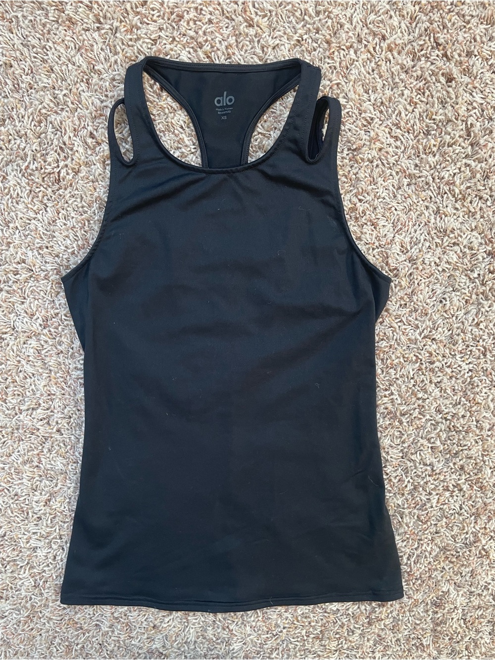 Alo Black Strappy Racerback Tank Top Women Size XS Pilates Yoga Slimming Active